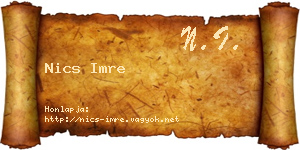 Nics Imre névjegykártya
